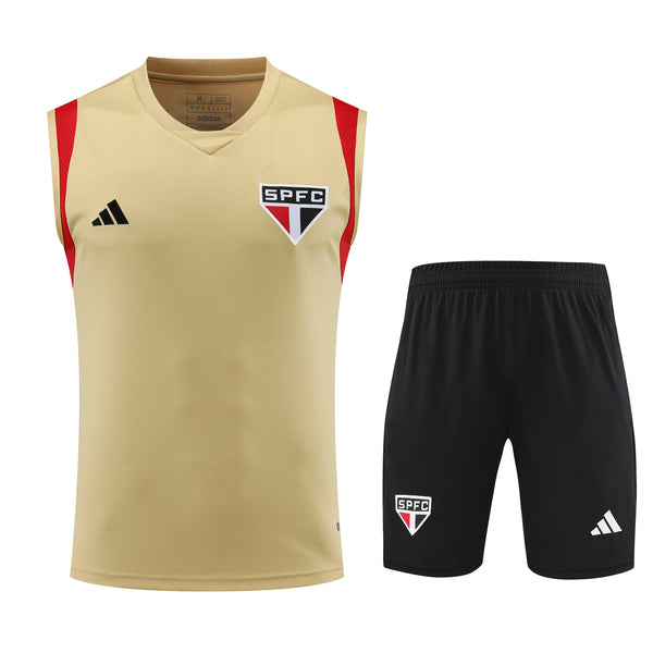 Kit Treino São Paulo 23/24 Adidas - Dourado com Preto