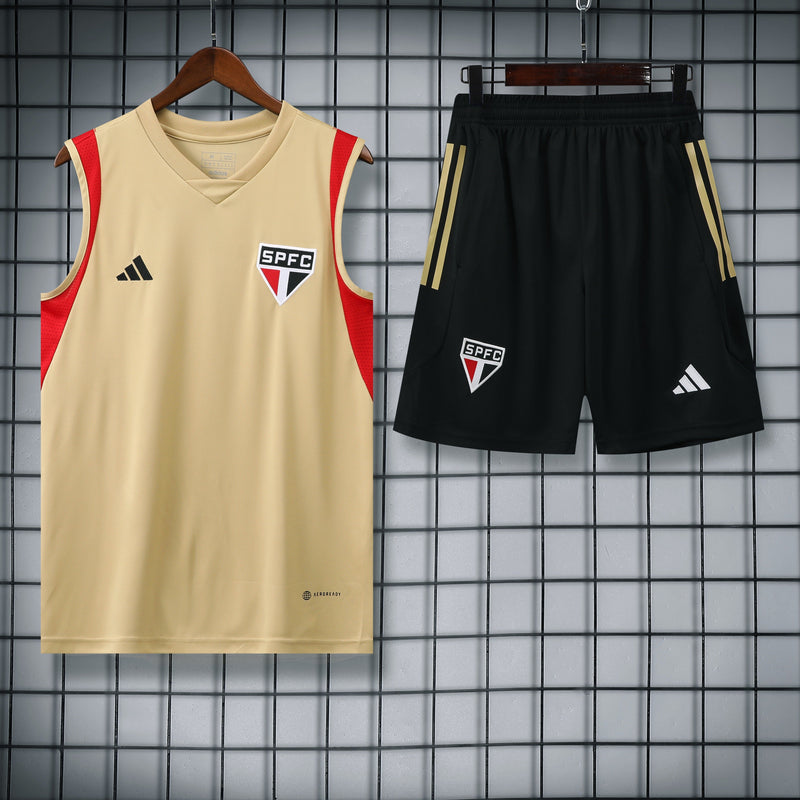 Kit Treino São Paulo 23/24 Adidas - Dourado com Preto