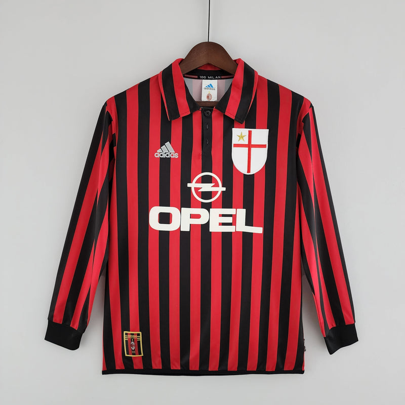 Camisa Manga Longa Milan 1999/2000 Adidas - Preto e Vermelho