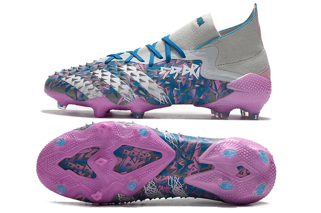 Chuteira Campo Adidas Predator Freak .1 FG Gray/Blue/Pink - Cano Alto