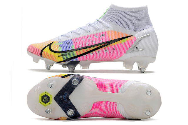 Chuteira Campo Nike Mercurial Superfly VIII Elite SG PRO Anti Clog White/Rosa - Cano Alto