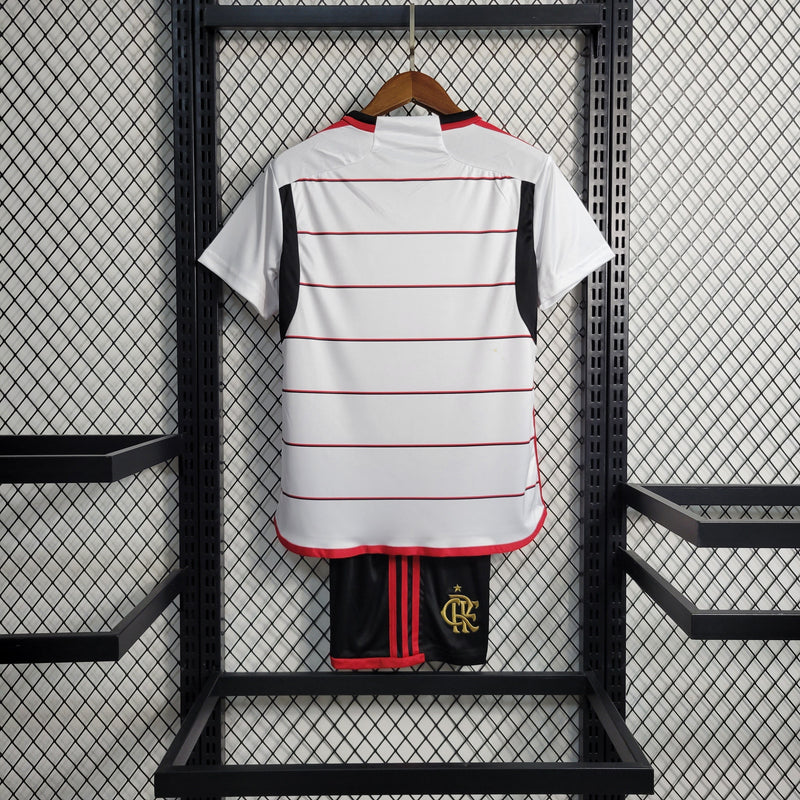 Kit Infantil Flamengo II 23/24 Adidas - Branco e Dourado