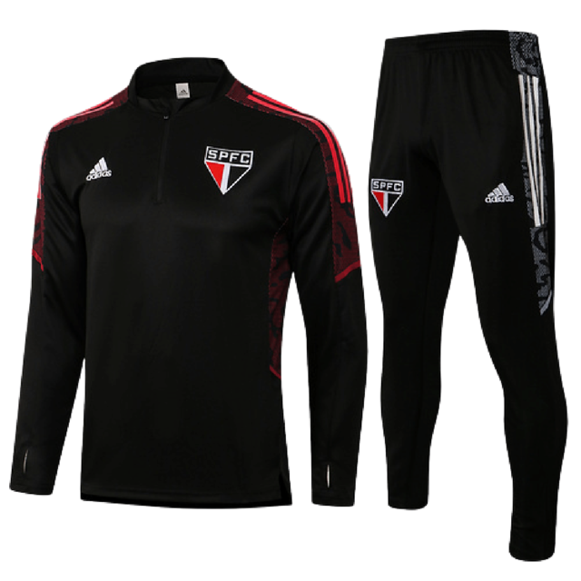 Conjunto São Paulo 21/22 Preto - Adidas - Com Ziper