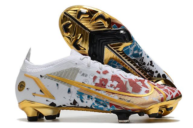 Chuteira Campo Nike Mercurial Vapor 14 Elite FG Gold/Red - Low