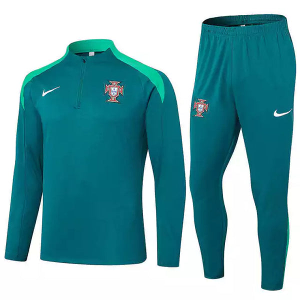 Conjunto Portugal 2024 Azul com Verde - Nike - Com Ziper