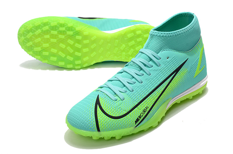 Nike Mercurial Superfly 8 Society Verde e Azul - Cano Alto