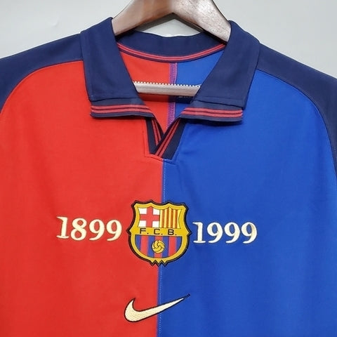 Camisa Barcelona 100 Anos Retrô 1999 Azul e Grená - Nike