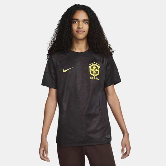 Camisa Goleiro Seleção Brasileira 22/23 Nike Torcedor Masculina - Preta com detalhes em amarelo